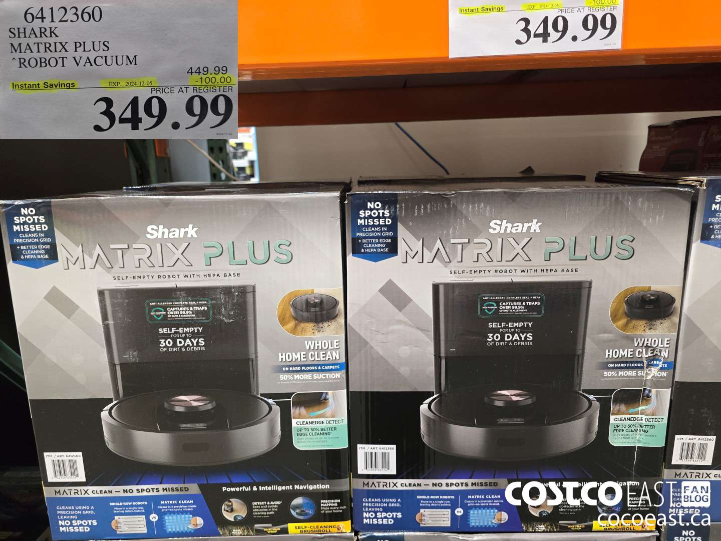 6412360 SHARK MATRIX PRO ROBOT VACUUM WITH AUTO-EMPTY BASE ($100.00 INSTANT SAVINGS EXPIRES ON 2024-12-05) $349.99