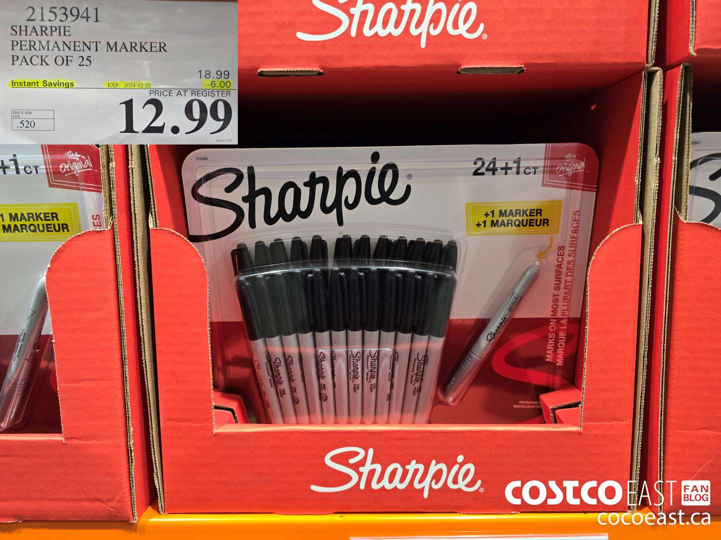 2153941 SHARPIE PERMANENT MARKER PACK OF 25 ($6.00 INSTANT SAVINGS EXPIRES ON 2024-12-22) $12.99