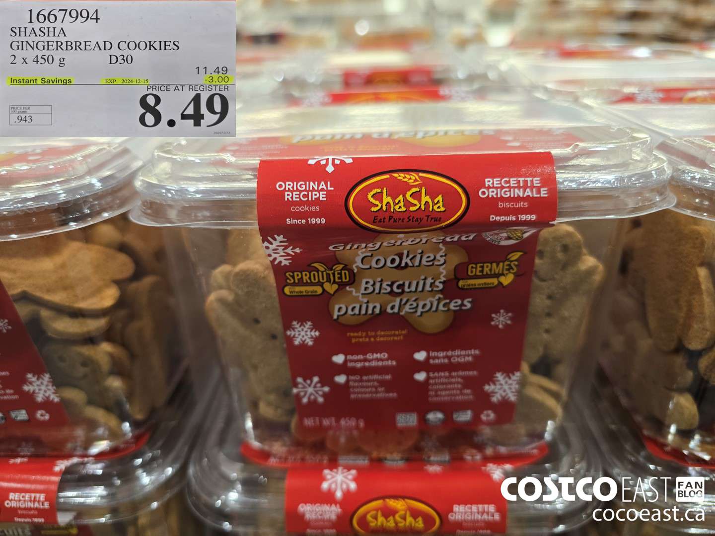 1667994 SHASHA GINGERBREAD COOKIES 2 x 450 9 ($3.00 INSTANT SAVINGS EXPIRES ON 2024-12-15) $8.49