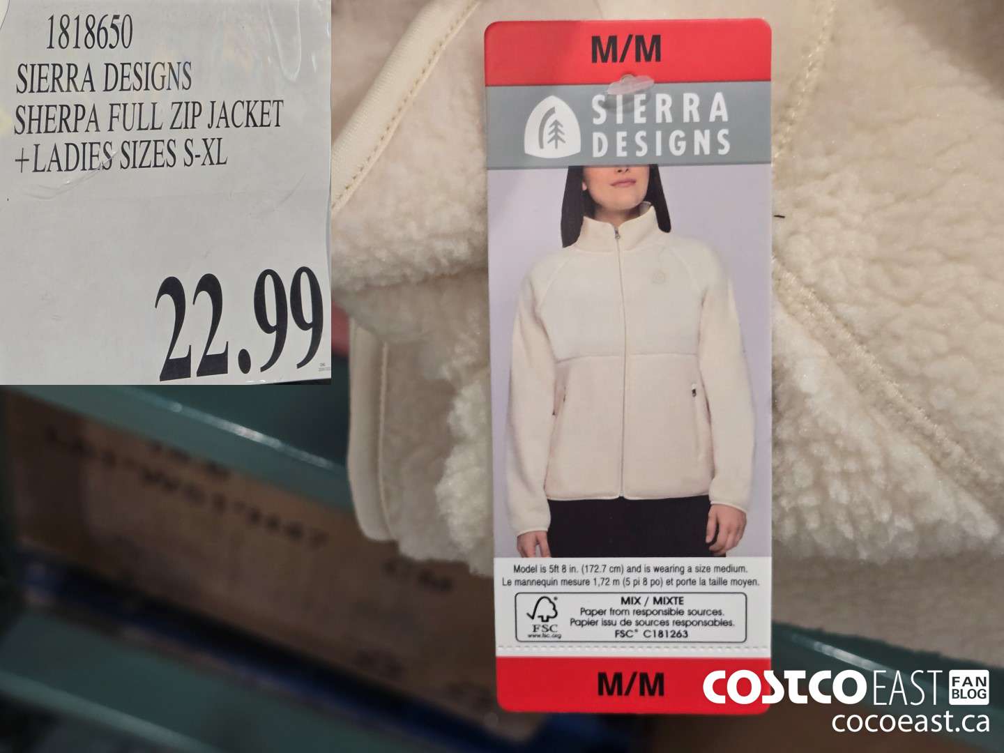 1818650 SIERRA DESIGNS SHERPA FULL ZIP JACKET +LADIES SIZES S-XL $22.99