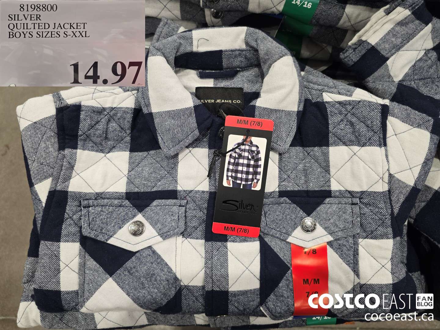 8198800 SILVER QUILTED JACKET BOYS SIZES S-XXL $14.97