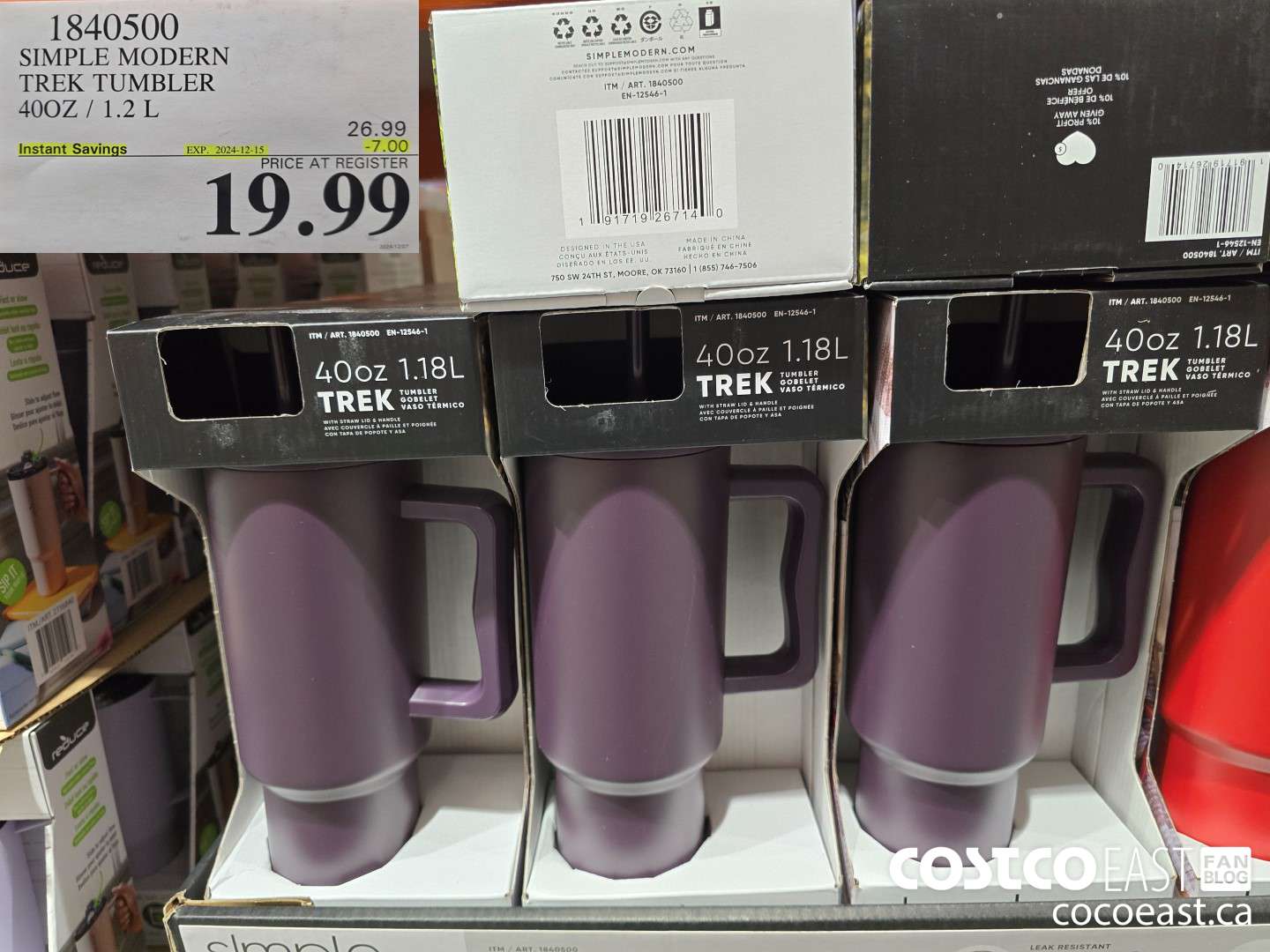 1840500 SIMPLE MODERN TREK TUMBLER 40Z / 1.2L ($7.00 INSTANT SAVINGS EXPIRES ON 2024-12-15) $19.99