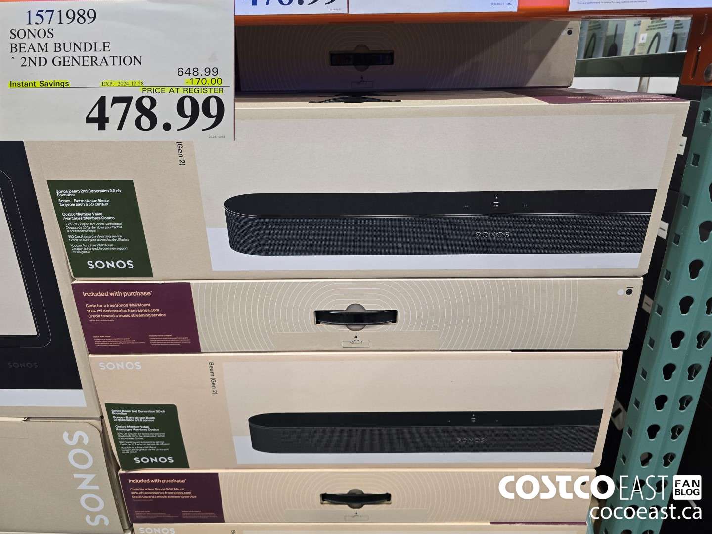 1571989 SONOS BEAM BUNDLE 2ND GENERATION ($170.00 INSTANT SAVINGS EXPIRES ON 2024-12-02) $478.99