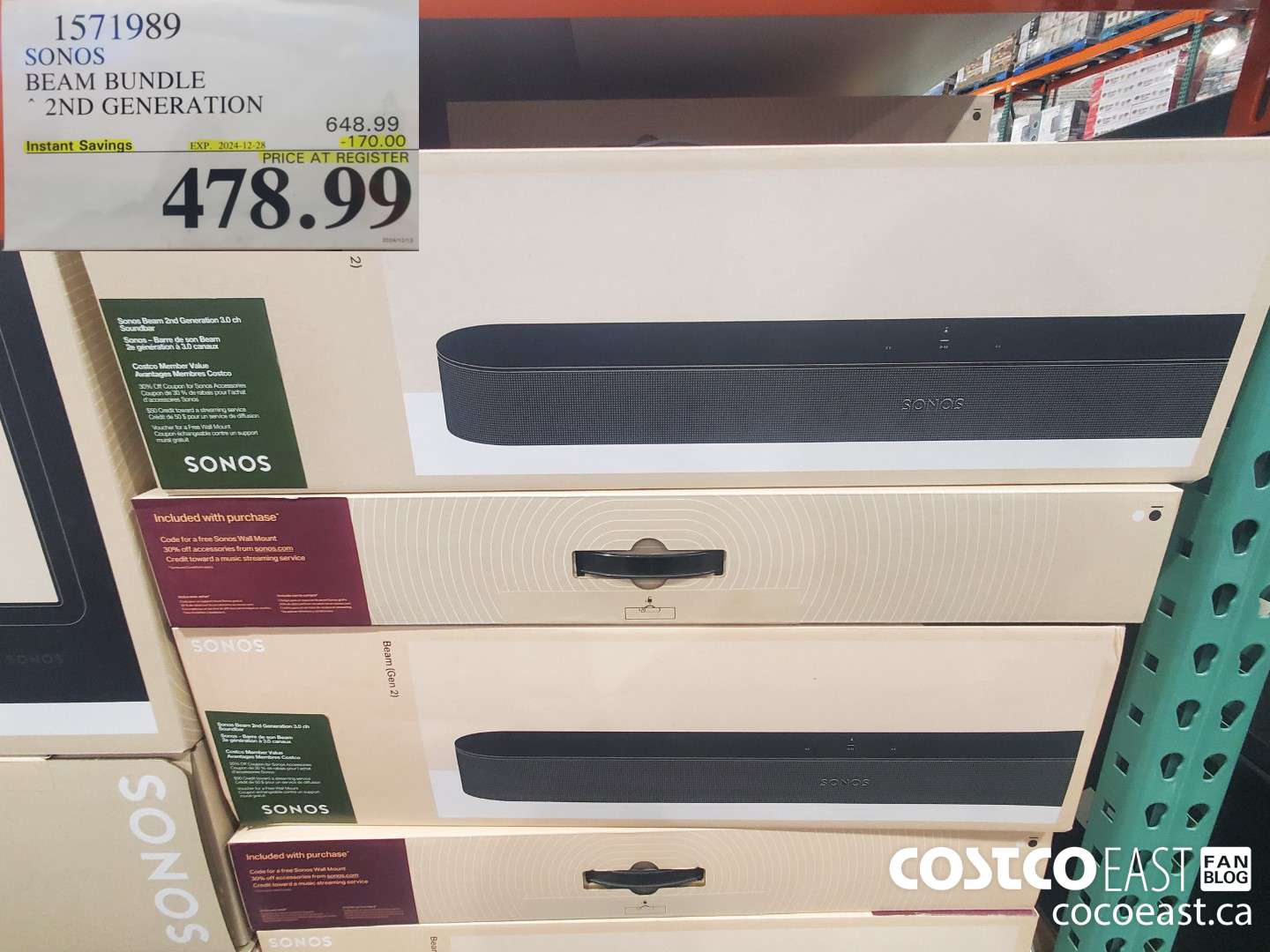 1571989 SONOS BEAM BUNDLE 2ND GENERATION ($170.00 INSTANT SAVINGS EXPIRES ON 2024-12-28) $478.99