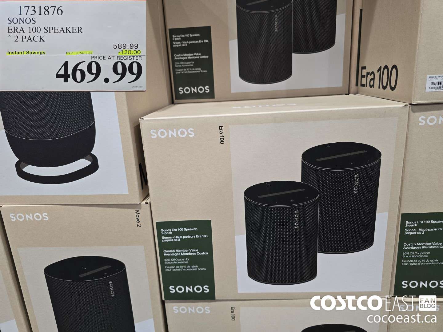 1731876 SONOS ERA 100 SPEAKER 2 PACK ($120.00 INSTANT SAVINGS EXPIRES ON 2024-12-28) $469.99
