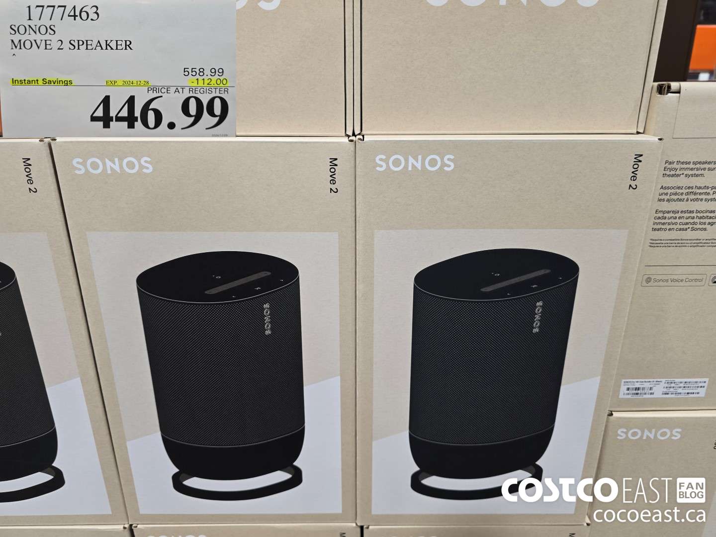 1777463 SONOS MOVE 2 SPEAKER ($112.00 INSTANT SAVINGS EXPIRES ON 2024-12-28) $446.99