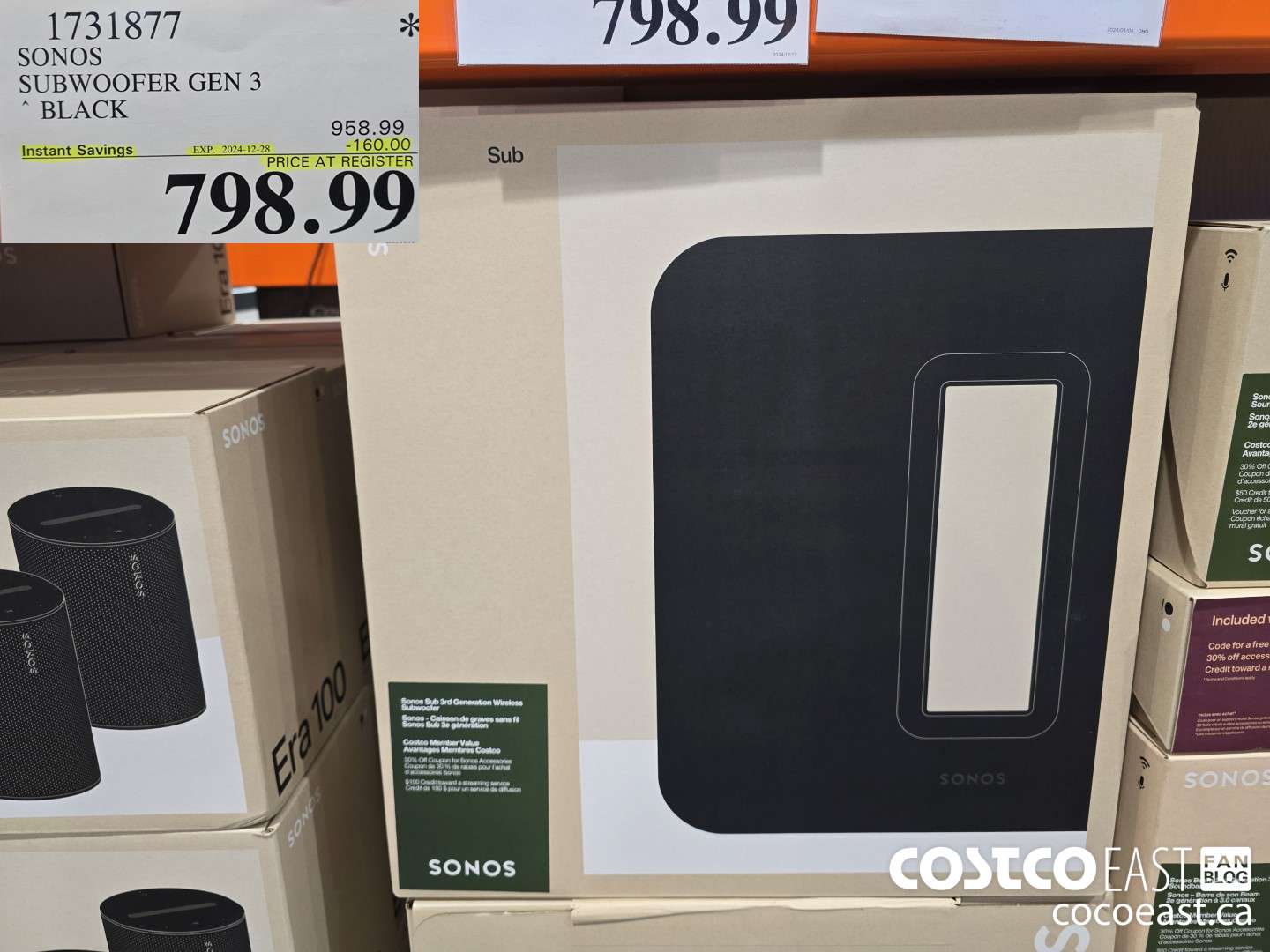 1731877 SONOS SUBWOOFER GEN 3 BLACK ($160.00 INSTANT SAVINGS EXPIRES ON 2024-12-28) $798.99