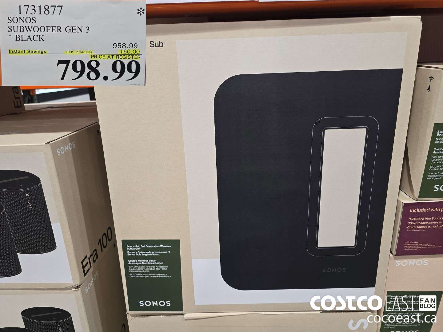 1731877 SONOS SUBWOOFER GEN 3 BLACK ($160.00 INSTANT SAVINGS EXPIRES ON 2024-12-28) $798.99