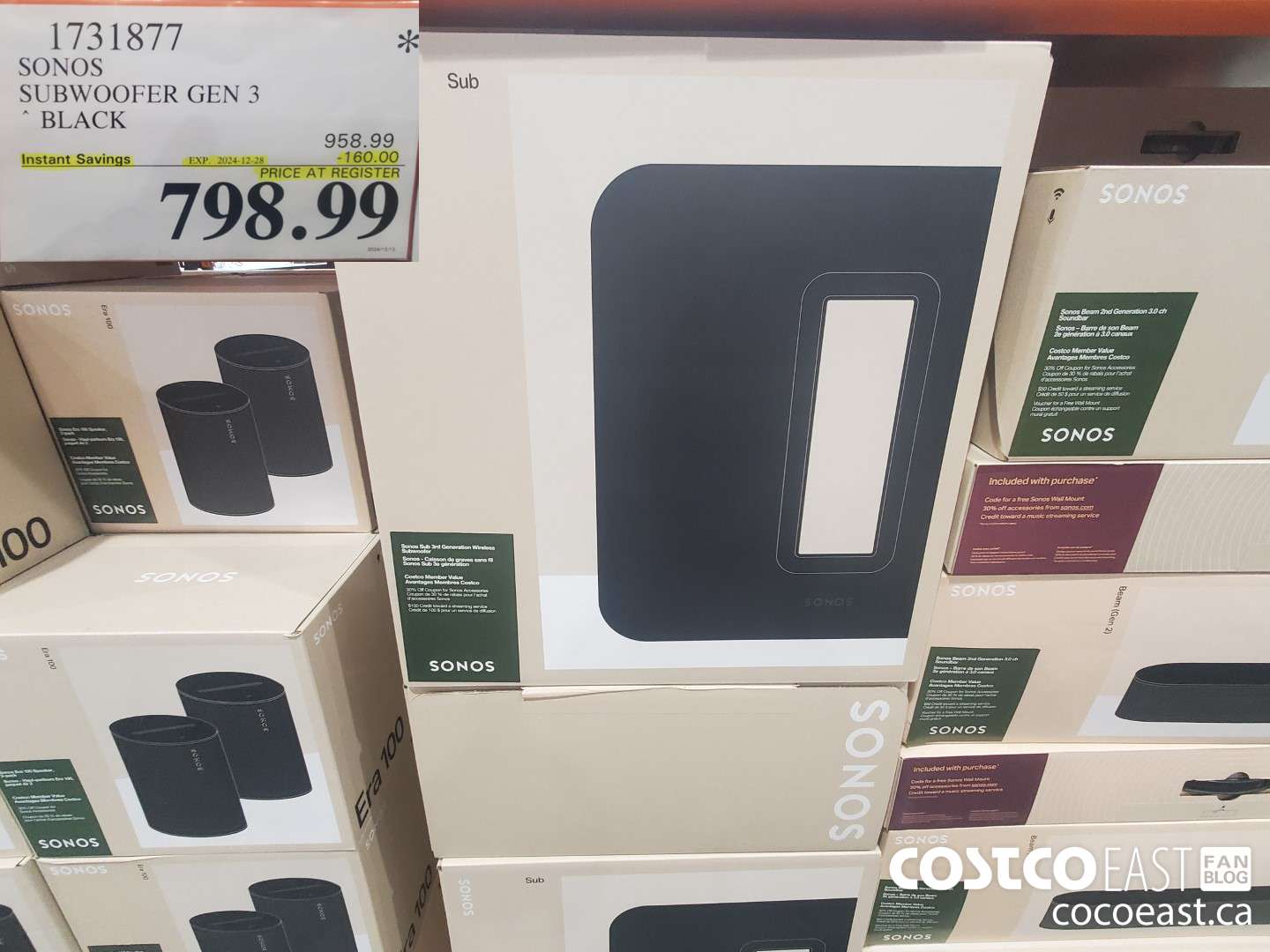 1731877 SONOS SUBWOOFER GEN 3 BLACK ($160.00 INSTANT SAVINGS EXPIRES ON 2024-12-28) $798.99