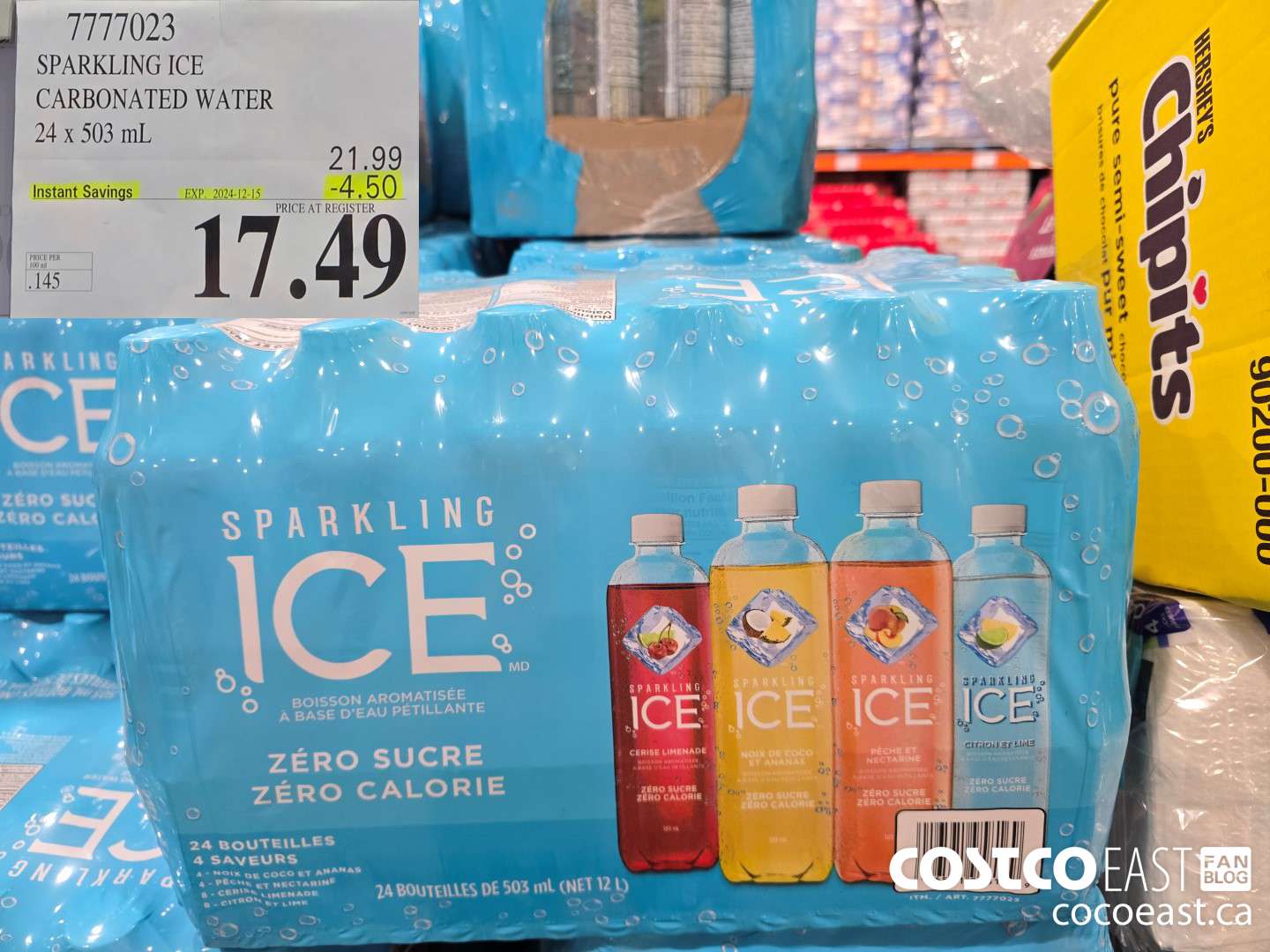 7777023 SPARKLING ICE CARBONATED WATER 24 x 503 mL ($4.50 INSTANT SAVINGS EXPIRES ON 2024-12-15) $17.49