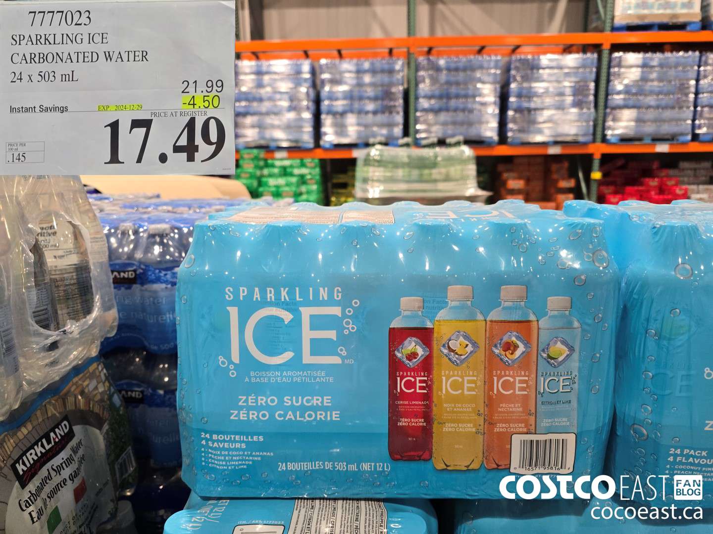 7777023 SPARKLING ICE CARBONATED WATER 24 x 503 mL ($4.50 INSTANT SAVINGS EXPIRES ON 2024-12-29) $17.49