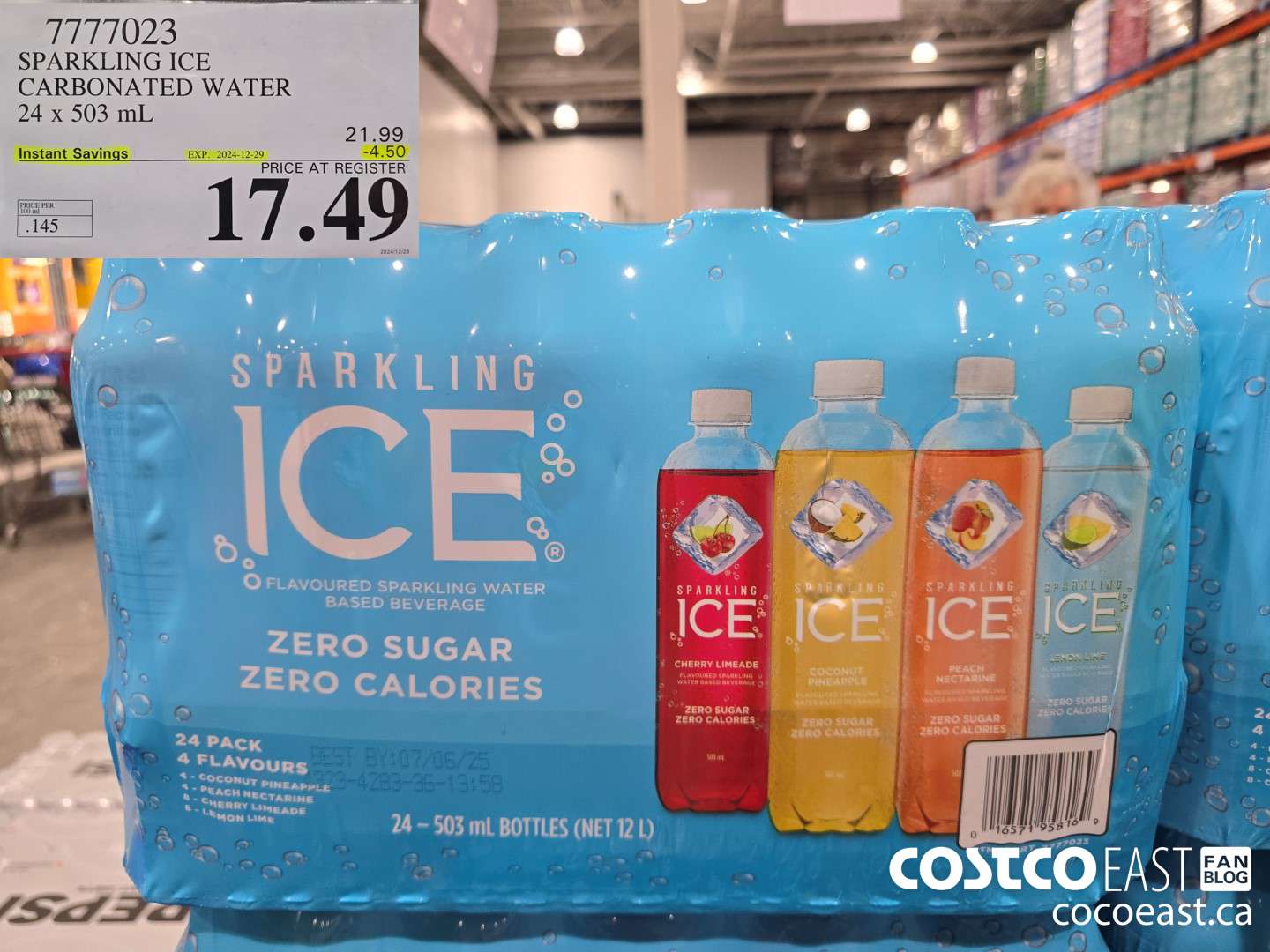 7777023 SPARKLING ICE CARBONATED WATER 24 x 503 mL ($4.50 INSTANT SAVINGS EXPIRES ON 2024-12-29) $17.49