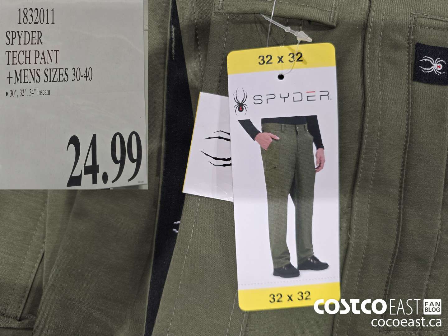 1832011 SPYDER TECH PANT +MENS SIZES 30-40 $24.99