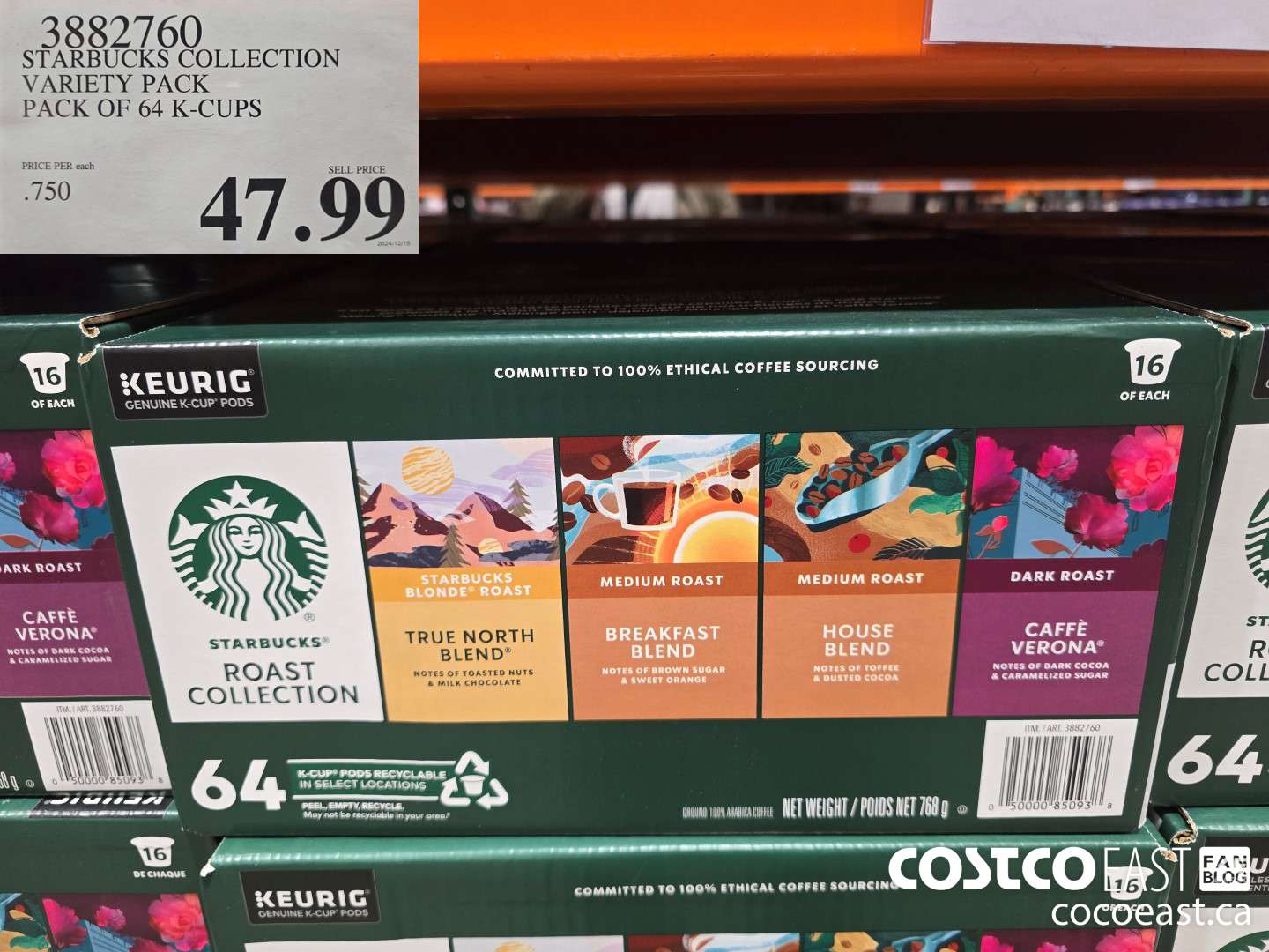 3882760 STARBUCKS COLLECTION VARIETY PACK PACK OF 64 K-CUPS $47.99