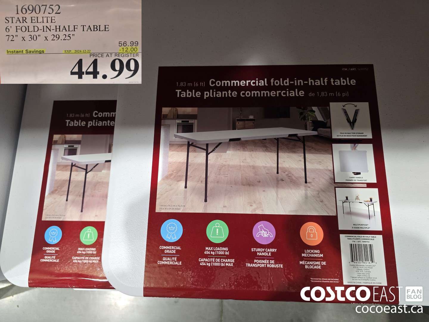 1690752 STAR ELITE 6' FOLD-IN-HALF TABLE 72