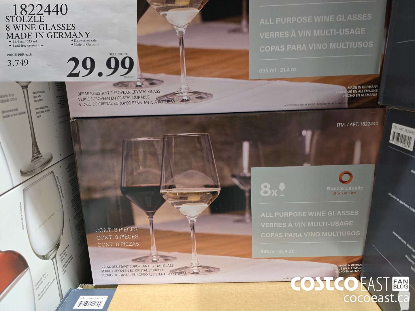 1822440 STOLZLE 8 WINE GLASSES MADE IN GERMANY $29.99