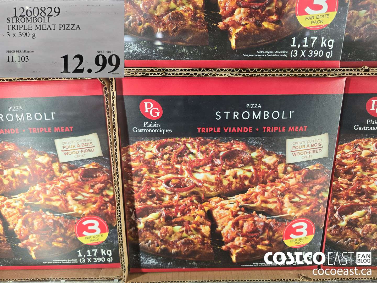 1260829 STROMBOLI TRIPLE MEAT PIZZA 3 x 390 g $12.99