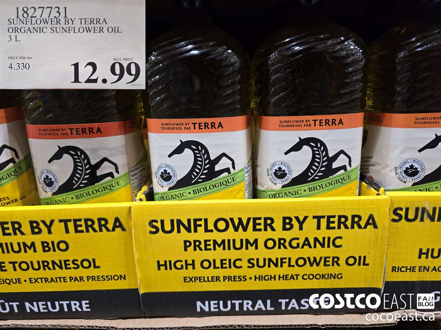 1827731 SUNFLOWER BY TERRA ORGANIC SUNFLOWER OIL 3 L $12.99