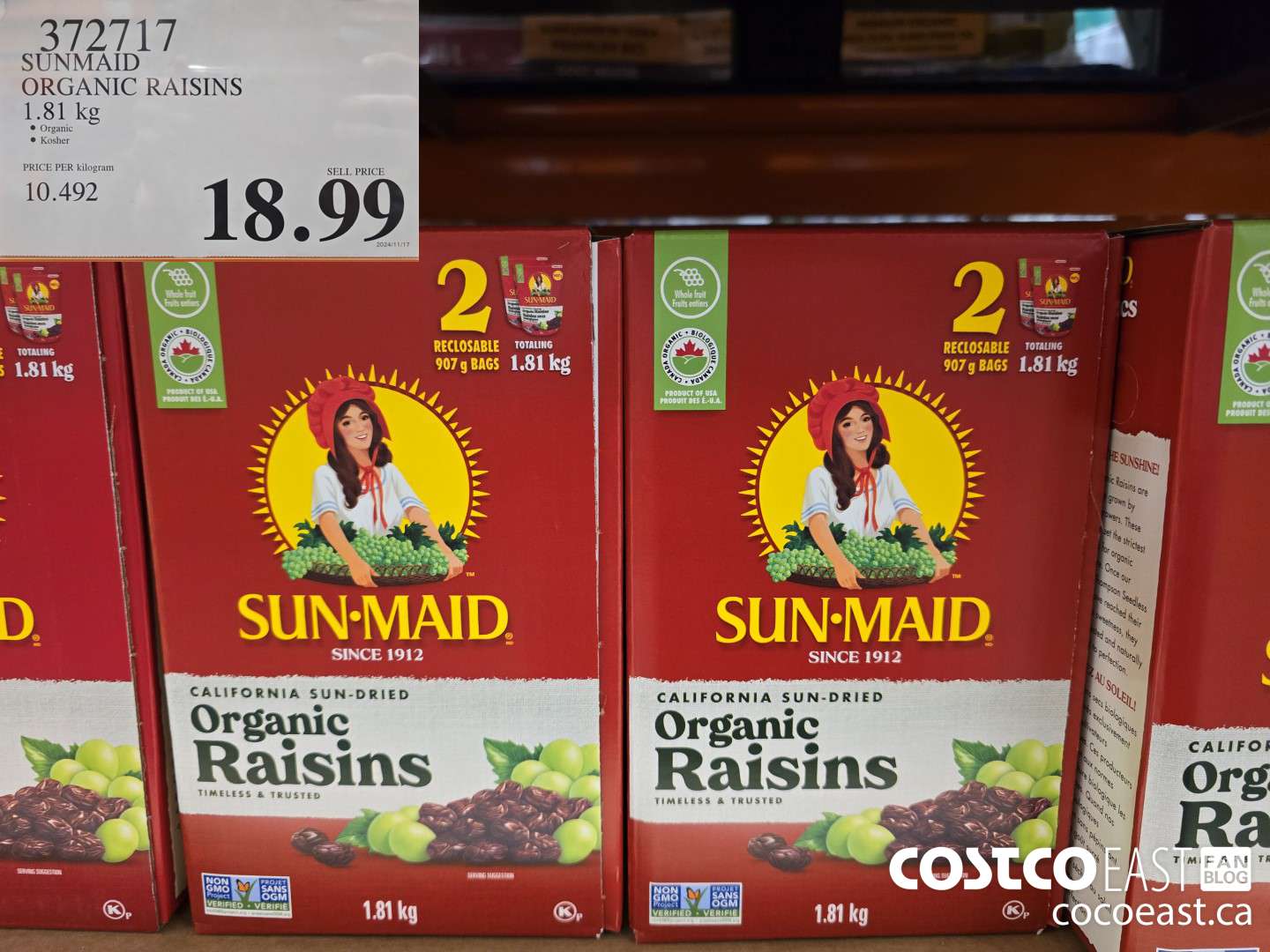 372717 SUNMAID ORGANIC RAISINS 1.81 G $18.99