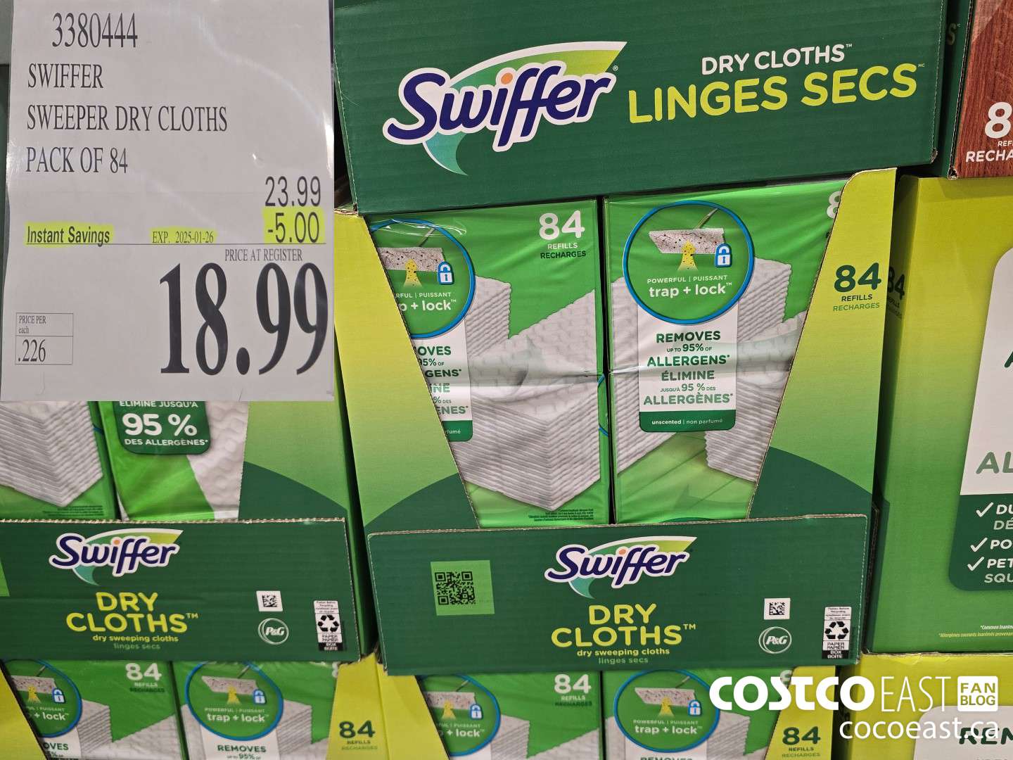 3380444 SWIFFER SWEEPER DRY CLOTHS PACK OF 84 ($5.00 INSTANT SAVINGS EXPIRES ON 2025-01-26) $18.99