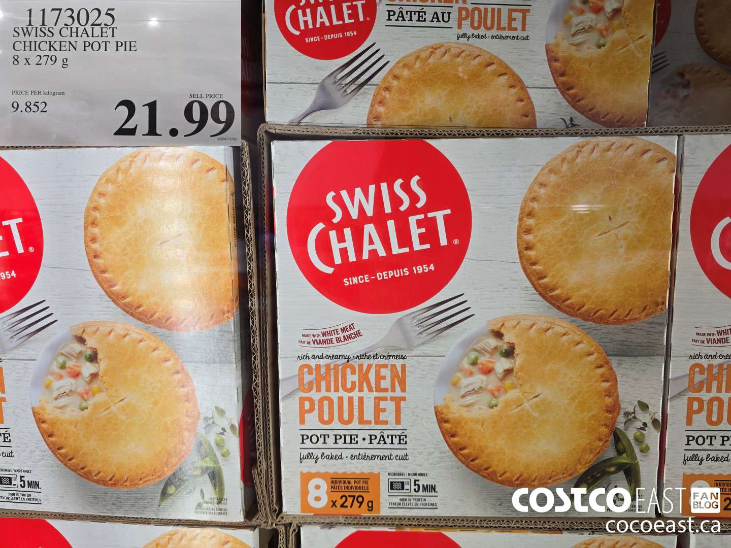 1173025 SWISS CHALET CHICKEN POT PIE 8 X 279G $21.99