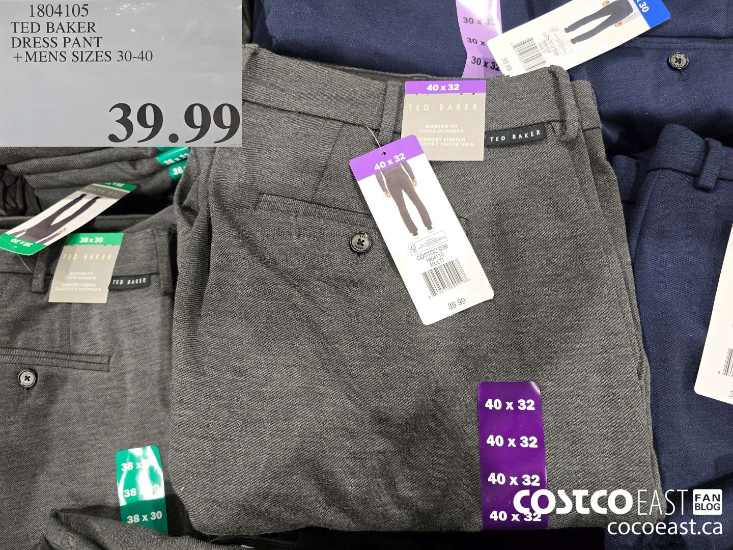 1804105 TED BAKER DRESS PANT +MENS SIZES 30-40 $39.99