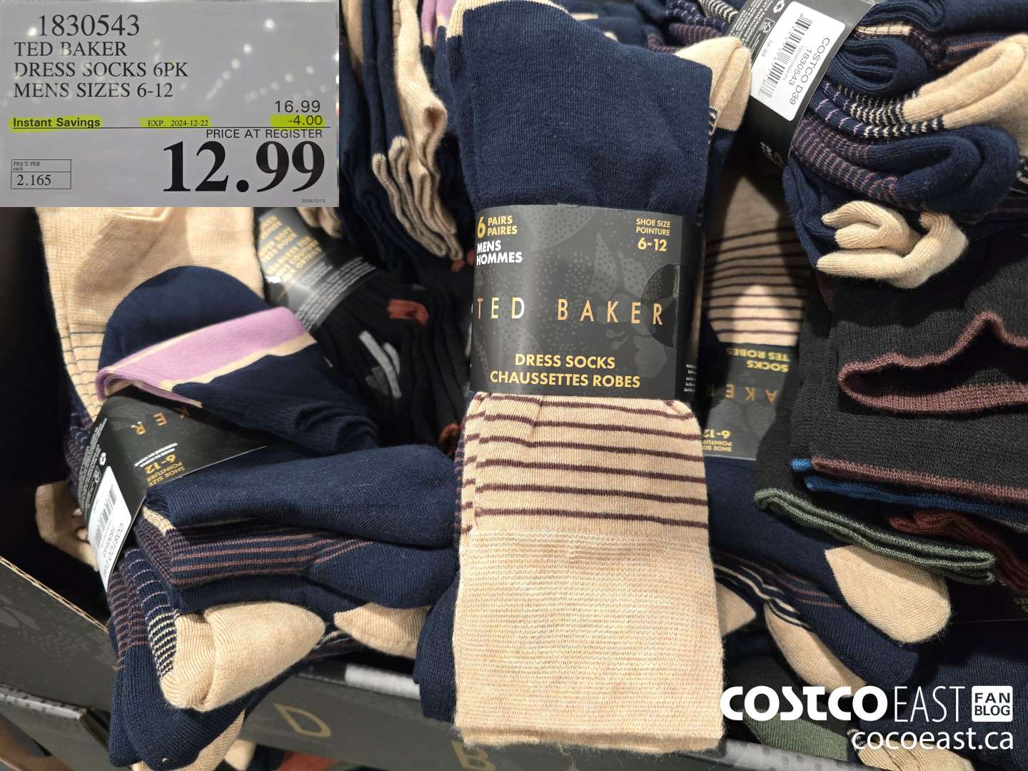 1830543 TED BAKER DRESS SOCKS 6PK MENS SIZES 6-12 ($4.00 INSTANT SAVINGS EXPIRES ON 2024-12-22) $12.99