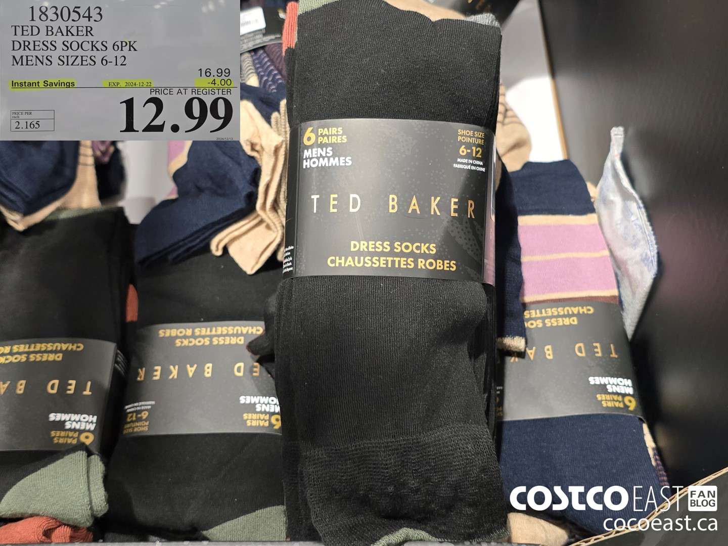 1830543 TED BAKER DRESS SOCKS 6PK MENS SIZES 6-12 ($4.00 INSTANT SAVINGS EXPIRES ON 2024-12-22) $12.99