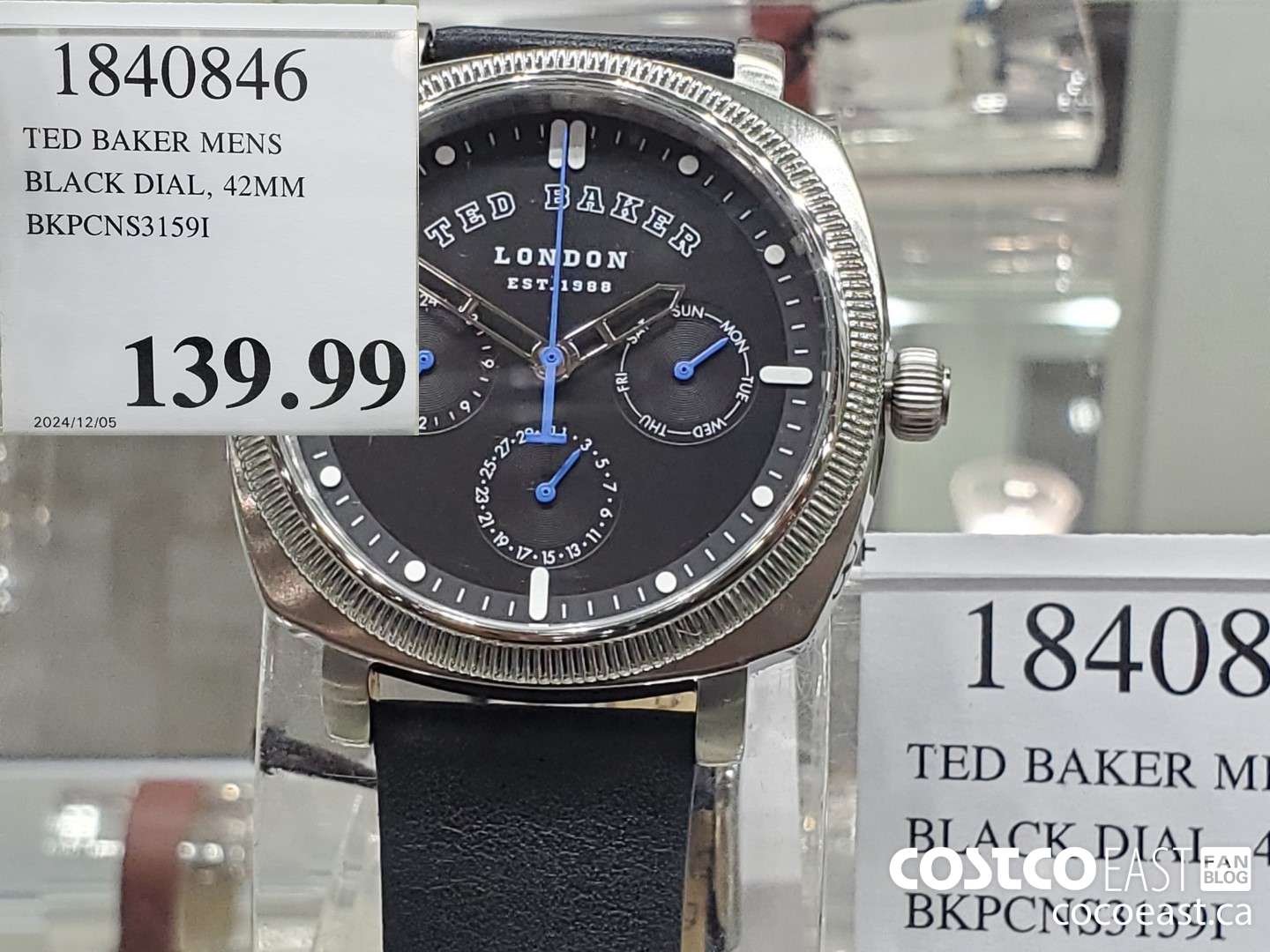 1840846 TED BAKER MENS BLACK DIAL, 42MM BKPCNS3159I  $139.99