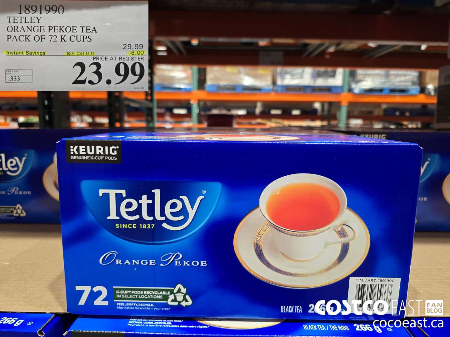 1891990 TETLEY ORANGE PEKOE TEA PACK OF 72 K CUPS ($6.00 INSTANT SAVINGS EXPIRES ON 2024-12-22) $23.99