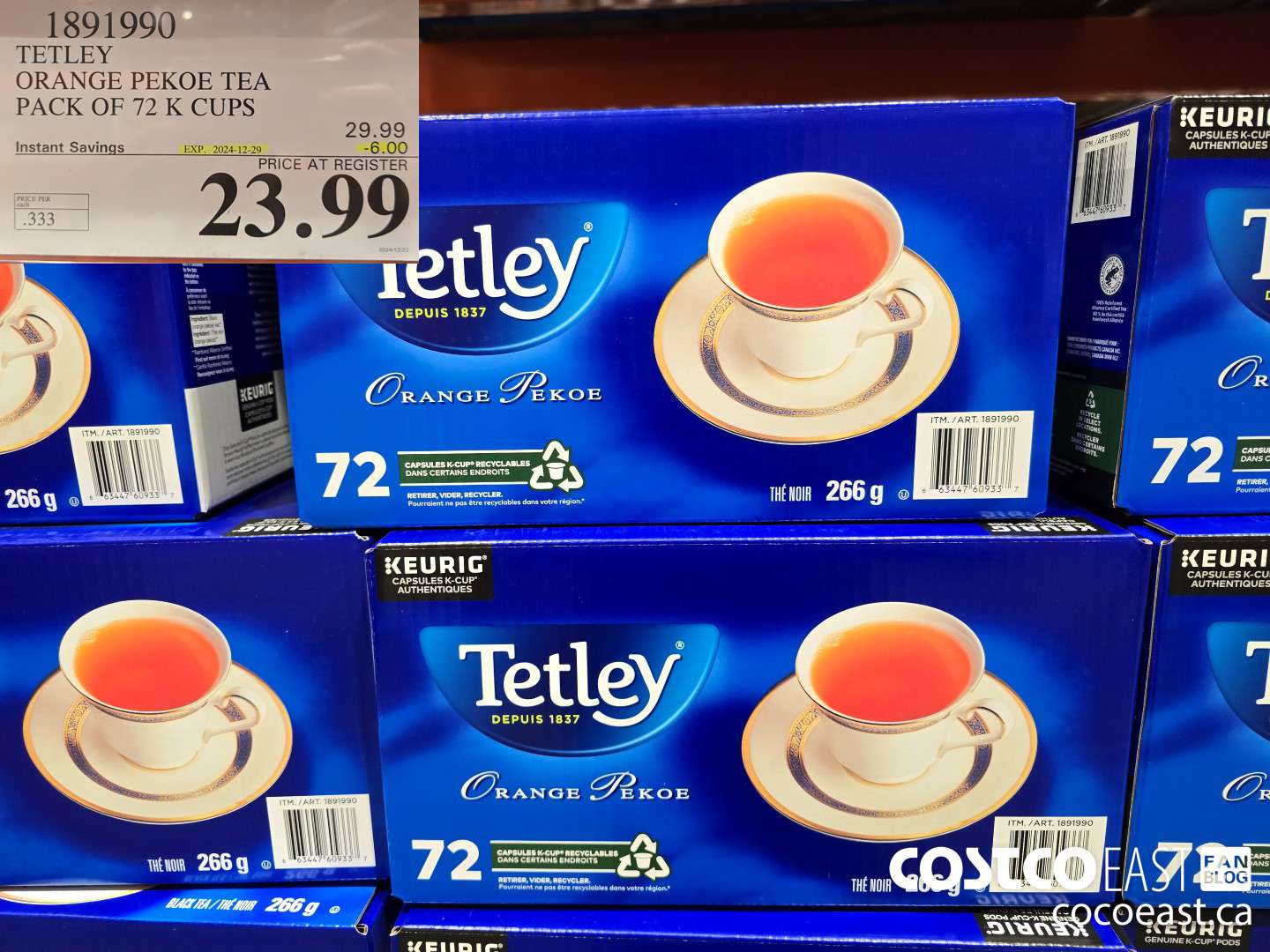 1891990 TETLEY ORANGE PEKOE TEA PACK OF 72 K CUPS ($6.00 INSTANT SAVINGS EXPIRES ON 2024-12-29) $23.99