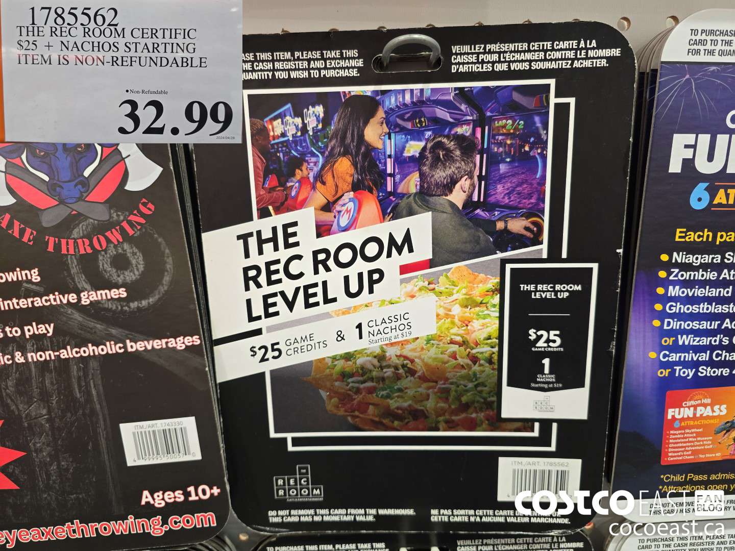 1785562 THE REC ROOM CERTIFIC $25 + NACHOS STARTING ITEM IS NON-REFUNDABLE $32.99