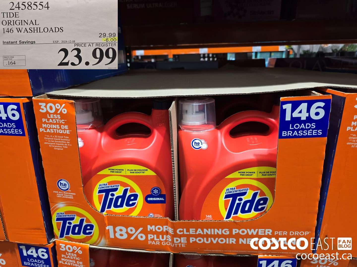 2458554 TIDE ORIGINAL 146 WASHLOADS ($6.00 INSTANT SAVINGS EXPIRES ON 2024-12-08) $23.99