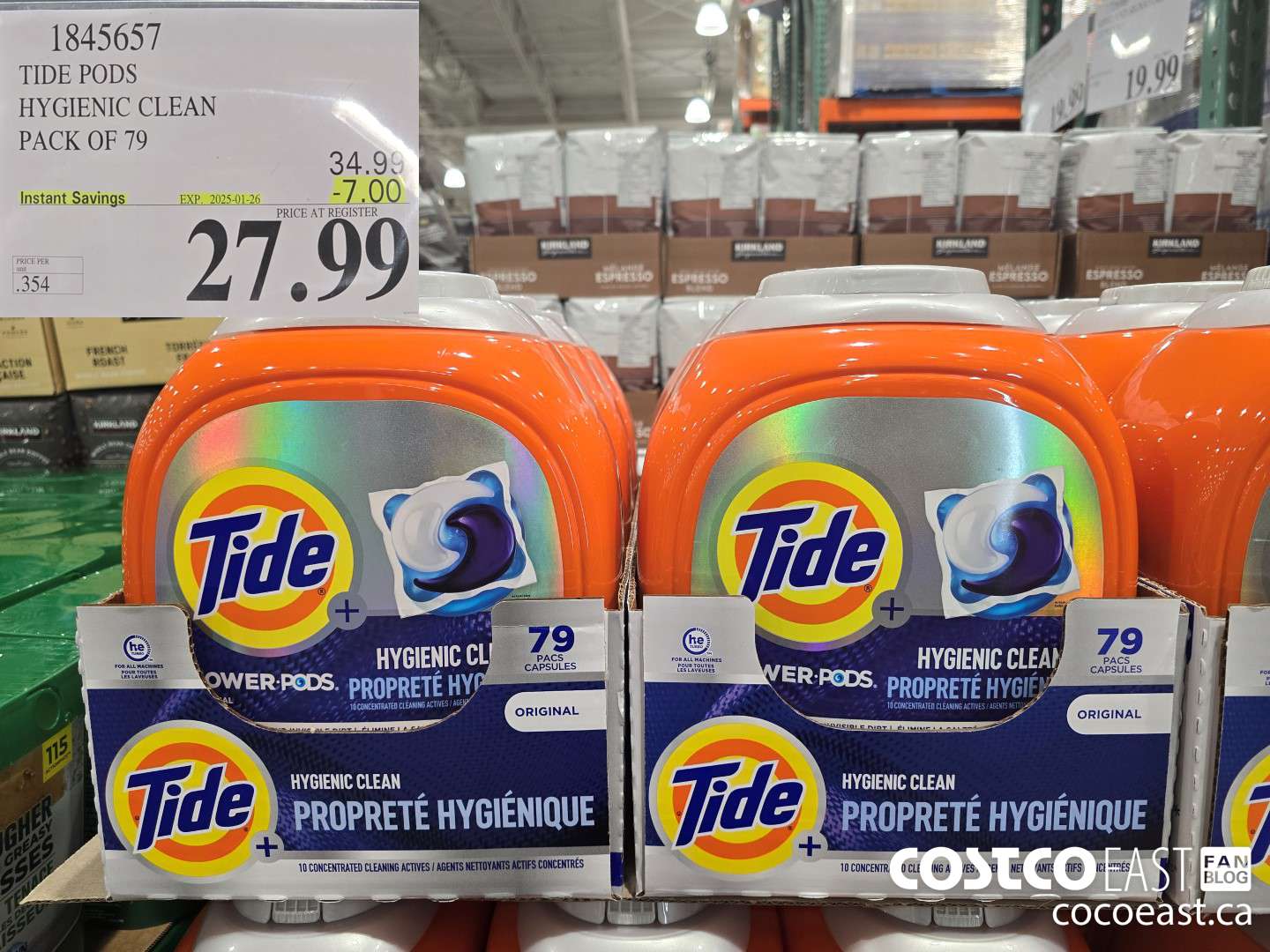 1845657 TIDE PODS HYGIENIC CLEAN PACK OF 79 ($7.00 INSTANT SAVINGS EXPIRES ON 2025-01-26) $27.99