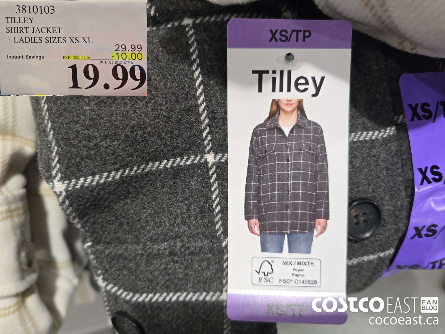 3810103 TILLEY SHIRT JACKET +LADIES SIZES XS-XL ($10.00 INSTANT SAVINGS EXPIRES ON 2024-12-08) $19.99