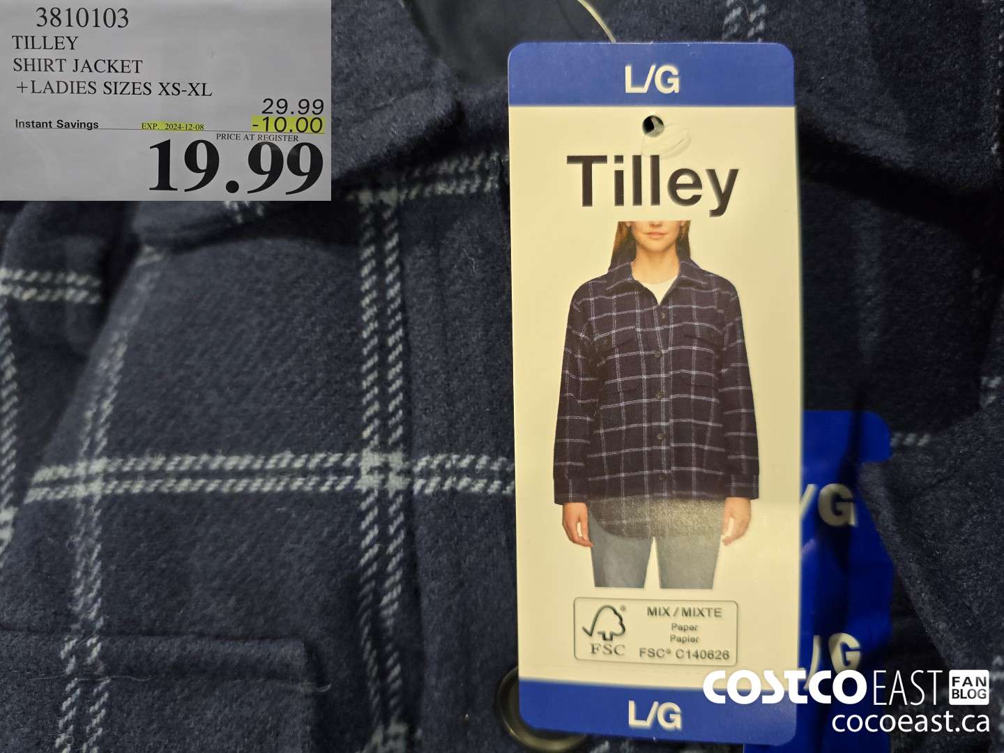 3810103 TILLEY SHIRT JACKET +LADIES SIZES XS-XL ($10.00 INSTANT SAVINGS EXPIRES ON 2024-12-08) $19.99