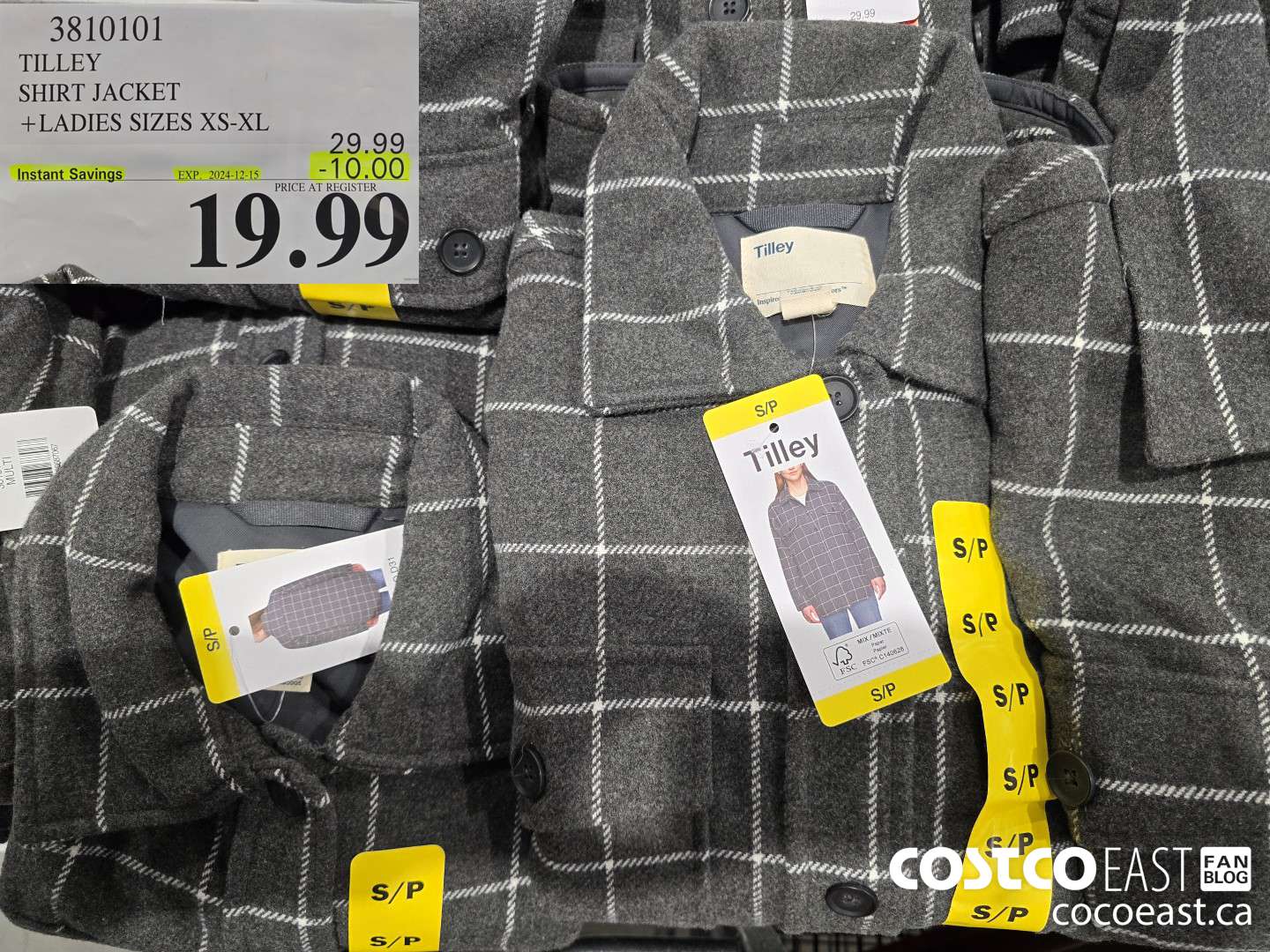 3810101 TILLEY SHIRT JACKET + LADIES SIZES XS-XL ($10.00 INSTANT SAVINGS EXPIRES ON 2024-12-15) $19.99