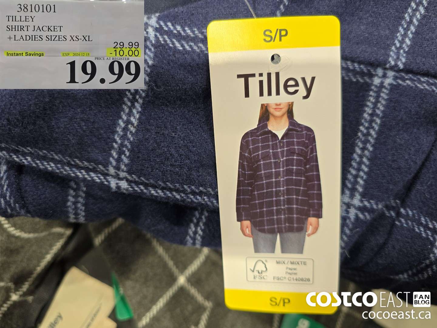 3810101 TILLEY SHIRT JACKET + LADIES SIZES XS-XL ($10.00 INSTANT SAVINGS EXPIRES ON 2024-12-15) $19.99