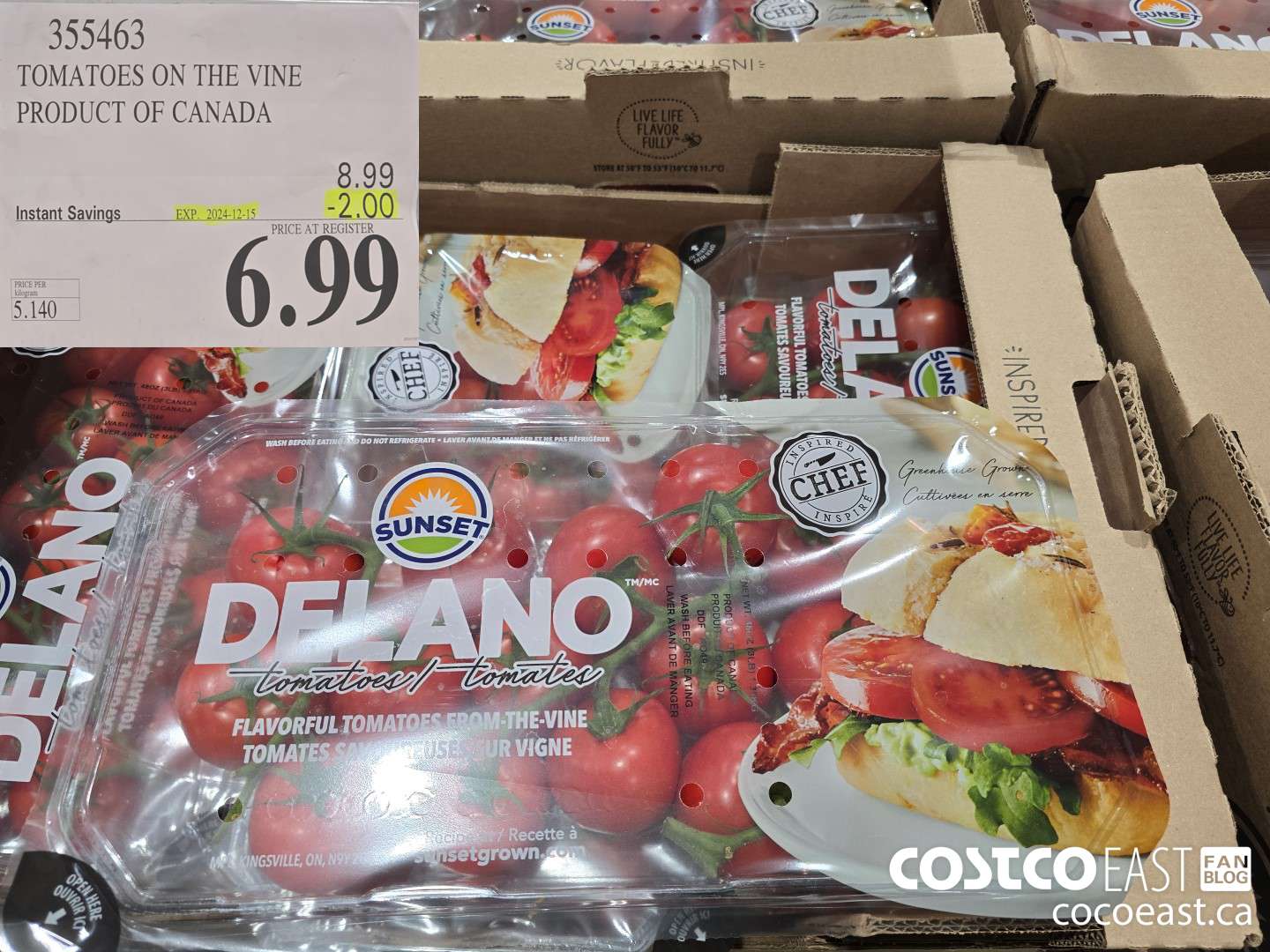 355463 TOMATOES ON THE VINE PRODUCT OF CANADA ($2.00 INSTANT SAVINGS EXPIRES ON 2024-12-15) $6.99