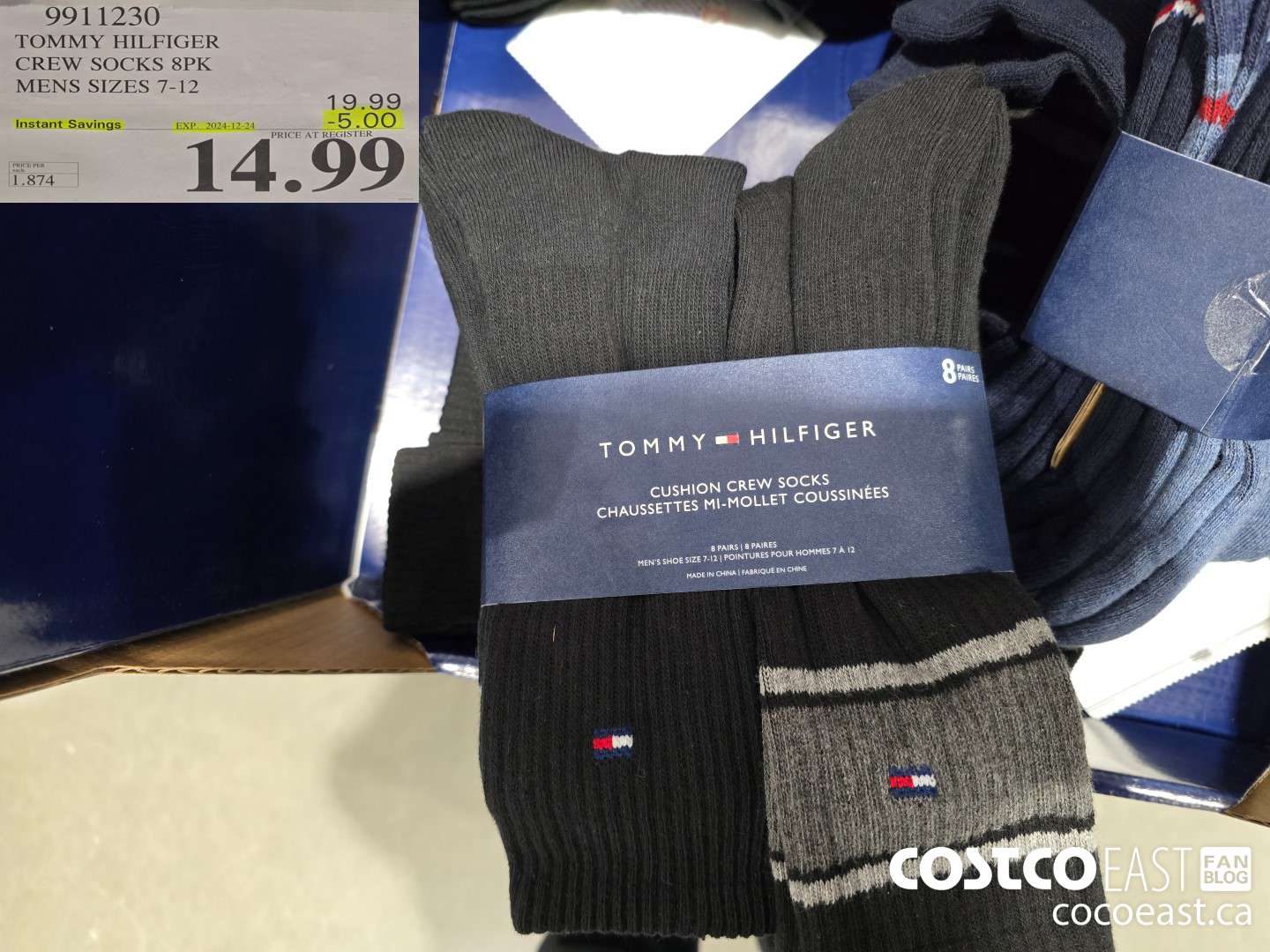 9911230 TOMMY HILFIGER CREW SOCK 8PK MENS SIZES 7-12 ($5.00 INSTANT SAVINGS EXPIRES ON 2024-12-24) $14.99