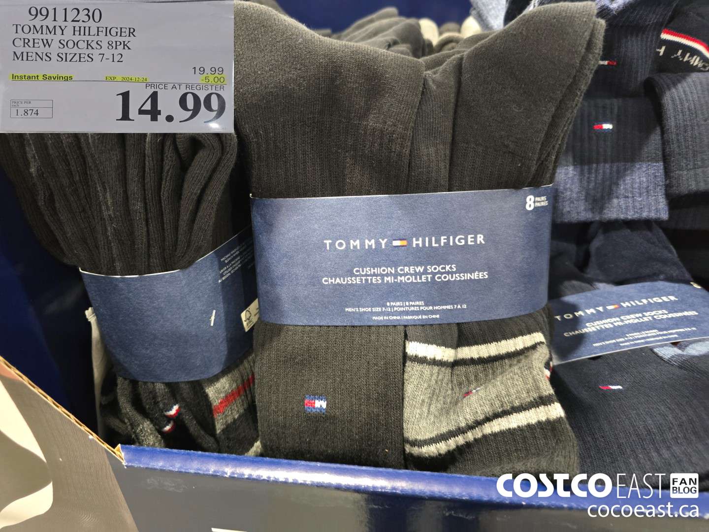 9911230 TOMMY HILFIGER CREW SOCK 8PK MENS SIZES 7-12 ($5.00 INSTANT SAVINGS EXPIRES ON 2024-12-24) $14.99