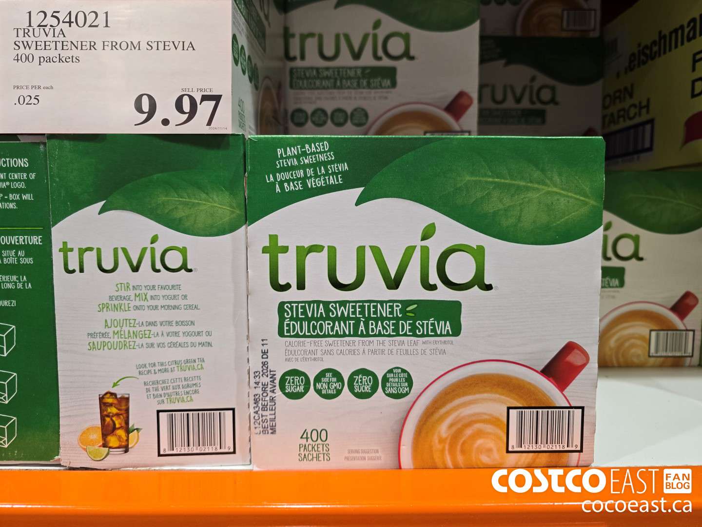 1254021 TRUVIA SWEETENER FROM STEVIA 400 packets $9.97