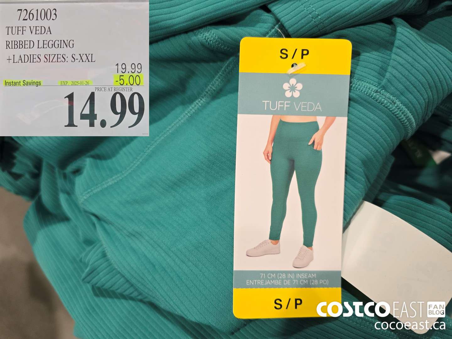 7261003 TUFF VEDA RIBBED LEGGING + LADIES SIZES: S-XXL ($5.00 INSTANT SAVINGS EXPIRES ON 2025-01-26) $14.99