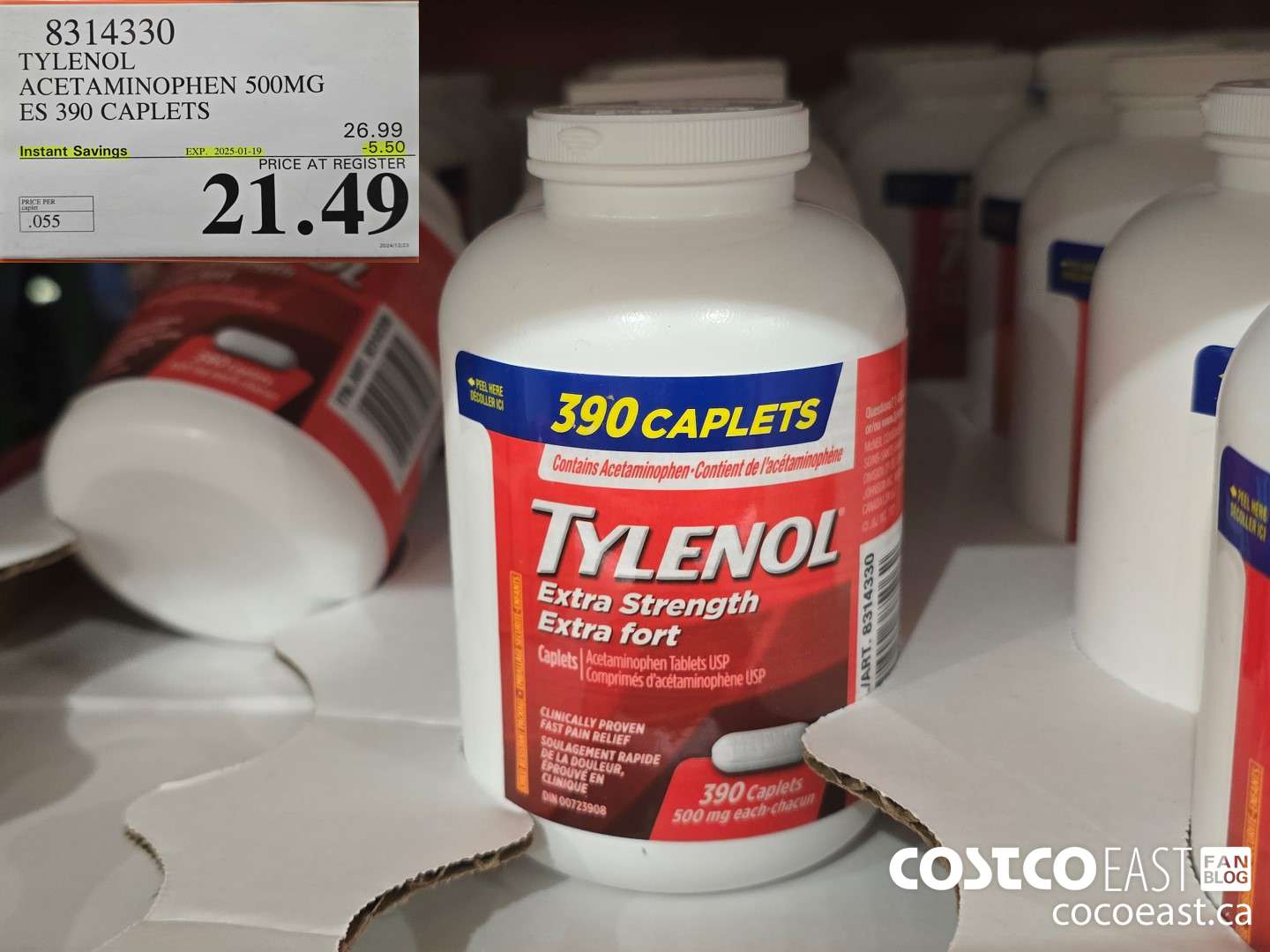 8314330 TYLENOL ACETAMINOPHEN 500MG ES 390 CAPLETS ($5.50 INSTANT SAVINGS EXPIRES ON 2025-01-19) $21.49