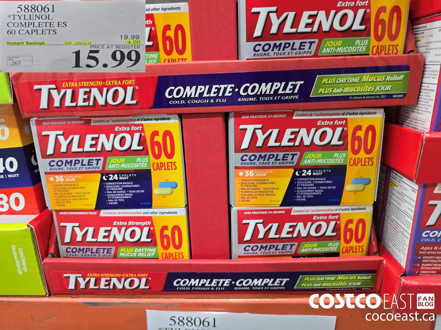 588061 TYLENOL COMPLETE ES 60 CAPLETS ($4.00 INSTANT SAVINGS EXPIRES ON 2024-12-15) $15.99
