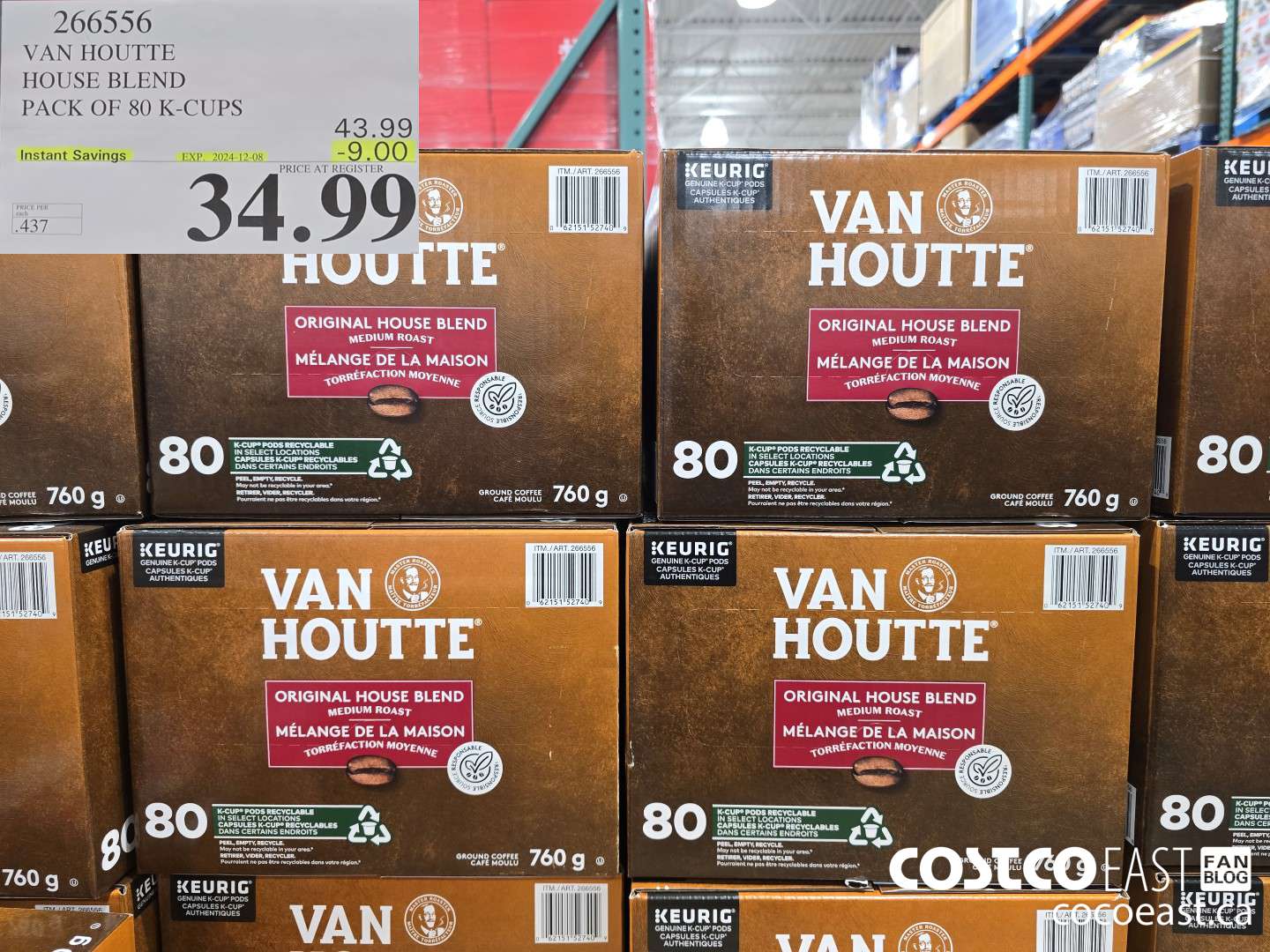 266556 VAN HOUTTE HOUSE BLEND PACK OF 80 K-CUPS ($9.00 INSTANT SAVINGS EXPIRES ON 2024-12-08) $34.99