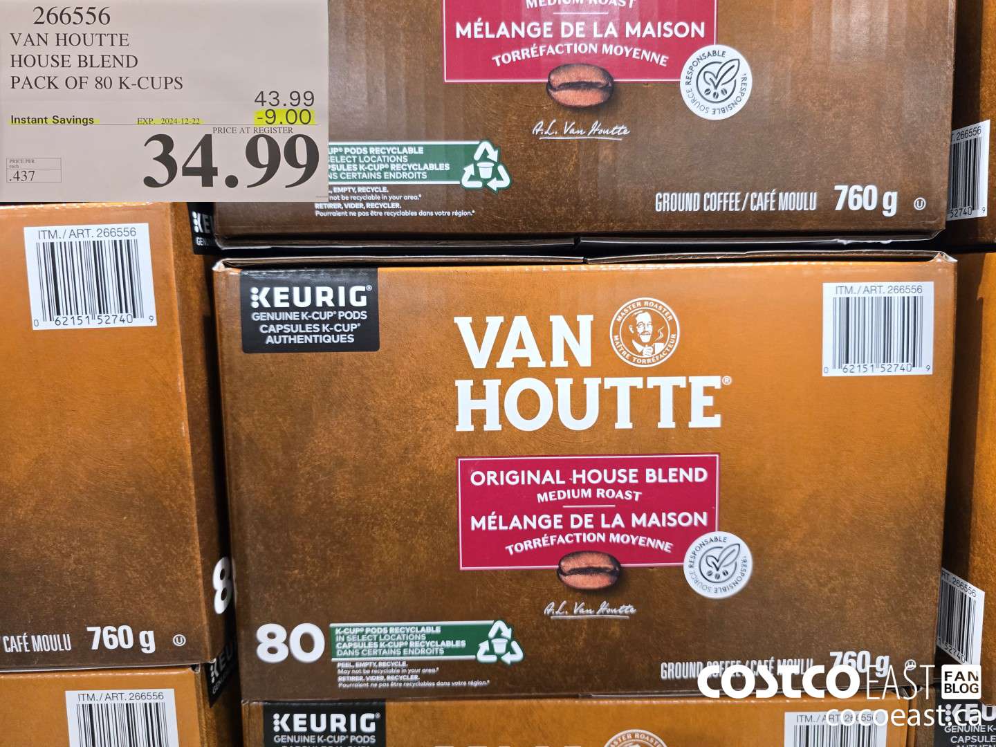266556 VAN HOUTTE HOUSE BLEND PACK OF 80 K-CUPS ($9.00 INSTANT SAVINGS EXPIRES ON 2024-12-22) $34.99