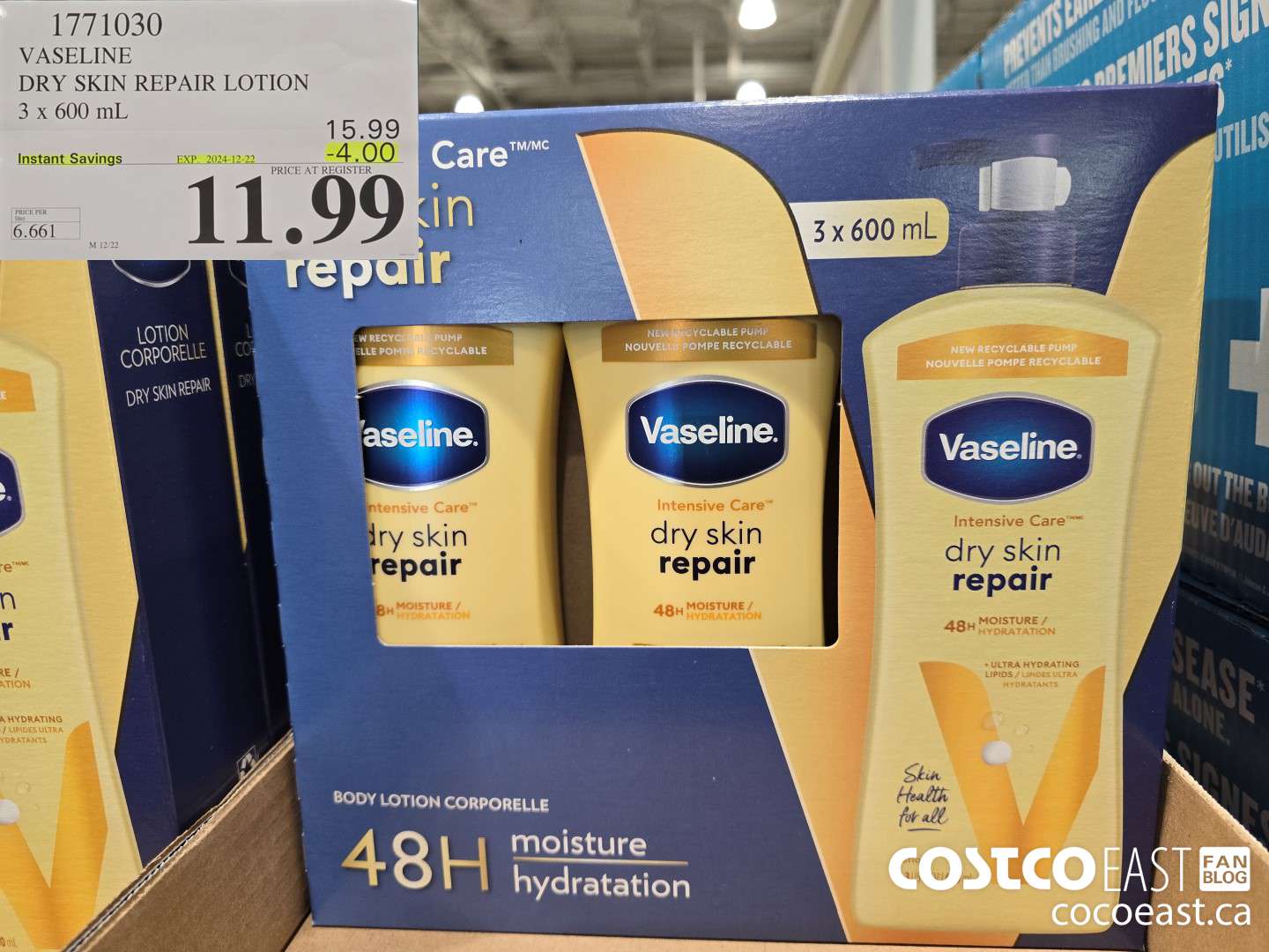 1771030 VASELINE DRY SKIN 3 x 600 mL ($4.00 INSTANT SAVINGS EXPIRES ON 2024-12-22) $11.99