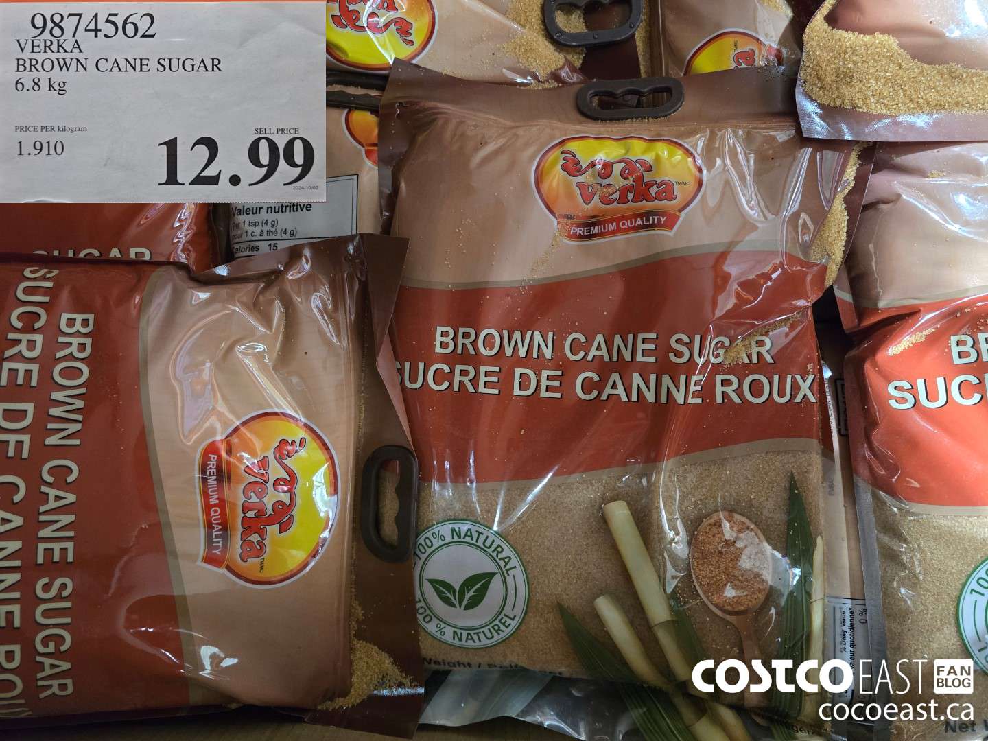 9874562 VERKA BROWN CANE SUGAR 6.8 kg $12.99