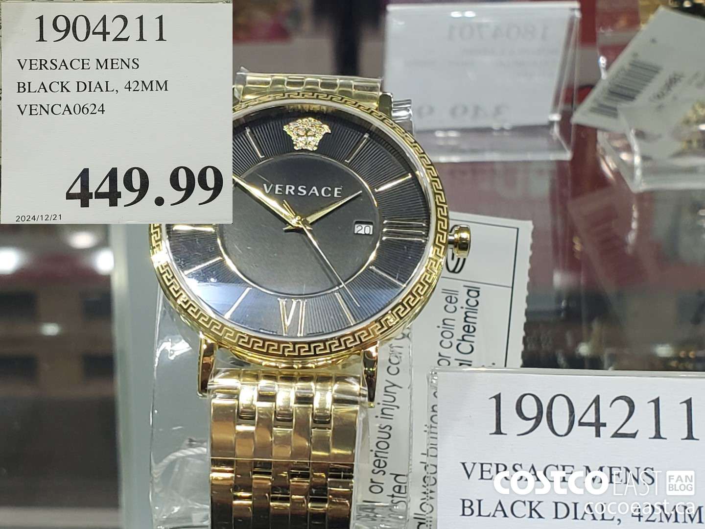 1904211 VERSACE MENS BLACK DIAL, 42MM VENCA0624 4 rn 2024/12/21  $449.99